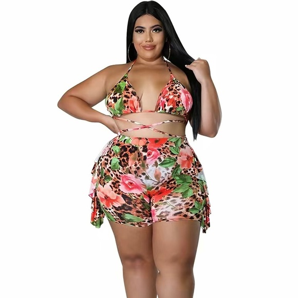 NWT Leopard & Floral Print Set Women’s Plus Size Set - Picture 3 of 5